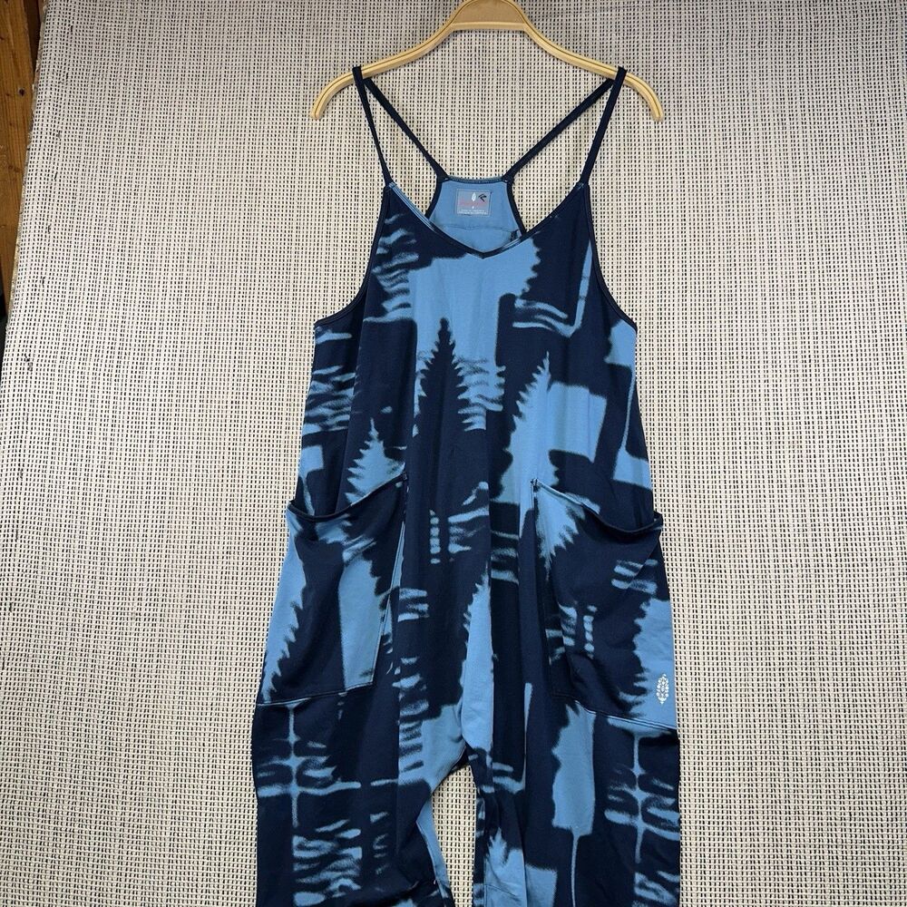 Free People Movement Tie Dye Harem Jumpsuit Blue Boho Athleisure Sz S